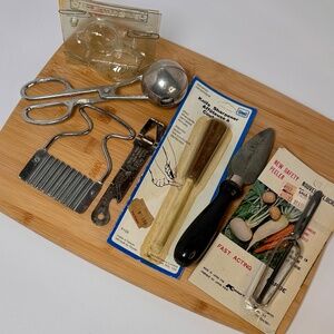 Vintage Kitchen Tool Lot - As Seen on TV Splatter Screen + Retro Utensils Bundle